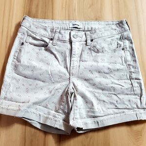 Sonoma Cream Denim Midrise Womens Rolled Shorts, Size 10, Floral 4" rise